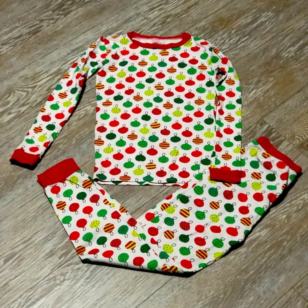 Vibrant Christmas Ornament Print Kids Pajama Set
